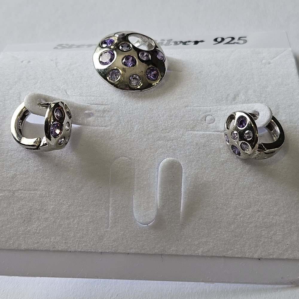 Sterling Silver Earrings with Purple Accents